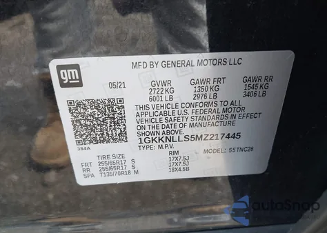 2021 GMC Acadia Awd At4 z USA, uszkodzony, nr VIN 1GKKNLLS5MZ217445